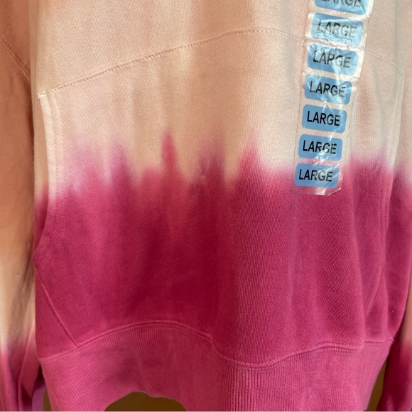 Wildfox Women’s Pink Tie Dye Terry Pullover Hooded Sweatshirt Hoodie NWT Large - Picture 6 of 11